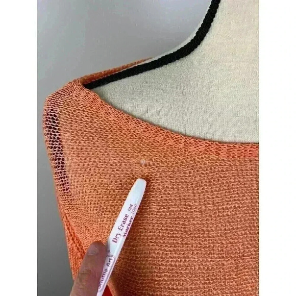 Eileen Fisher Women's Plus 2X Linen Blend Knit Sweater Sheer Lagenlook Orange - Picture 3 of 13